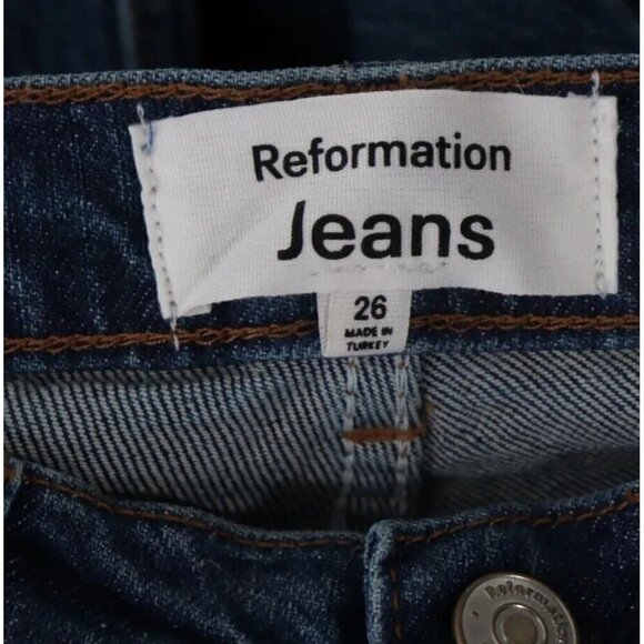 Reformation Women's 26 Dark Blue Liza Ultra High Rise Straight Leg Denim Jeans - Picture 7 of 11